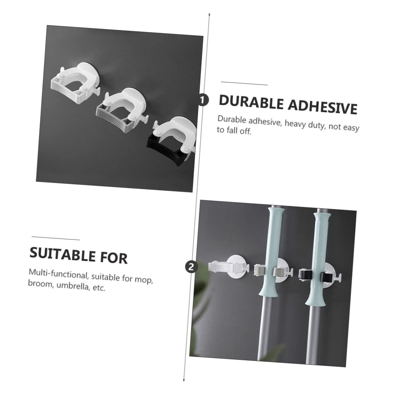 4pcs Wall Mounted Mop Holder Broom Hanger Mop Clip for Easy Installation Multi