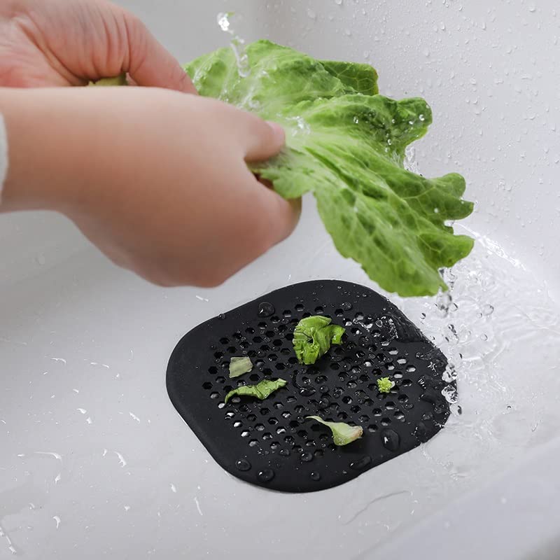 2 Pack Drain Hair Catcher Silicone Drain Protector Hair Stopper with Suction Cup for Shower Kitchen Bathroom White Grey (2 Count)