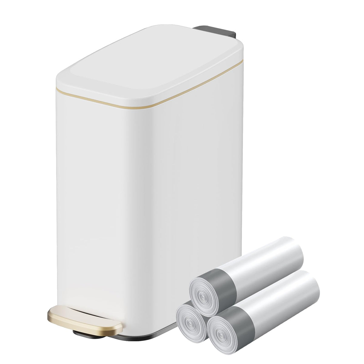 Slim Bathroom Trash Can with Lid