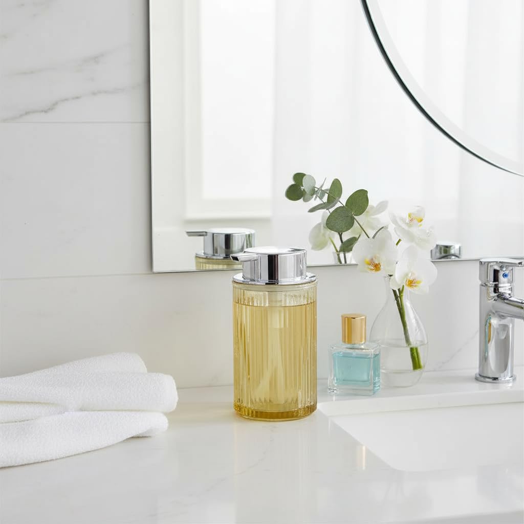 Foaming Soap Dispenser Bathroom Amber Glass Foam Hand Soap Dispenser