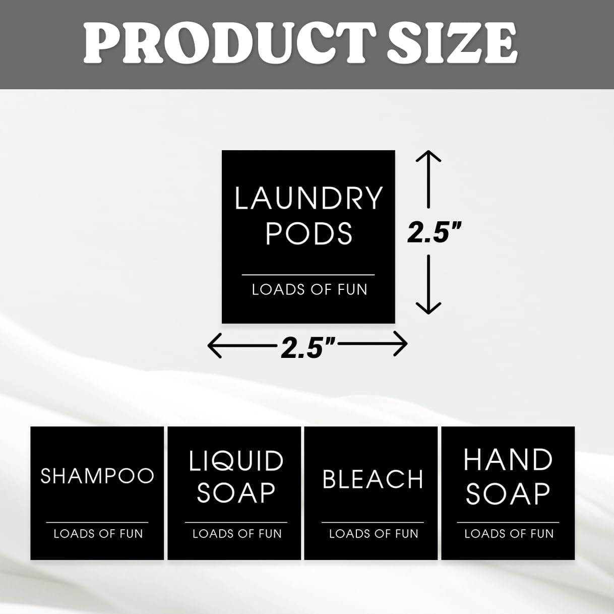 Modern Minimalist Laundry and Cleaning Sticker Labels for Home Organization 24Pcs Vinyl Label Pack Jars Bottles Storage Containers Stickers Bike Hat Bedroom (24 Count)