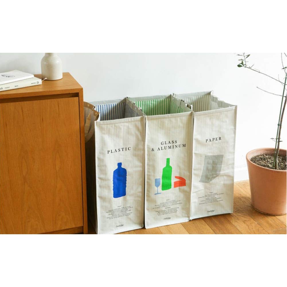 216 Separate Recycling Waste Bin Bags for Kitchen Home Recycle Garbage Trash Sorting Bins Organizer Waterproof Baskets Compartment Container (3 Count)