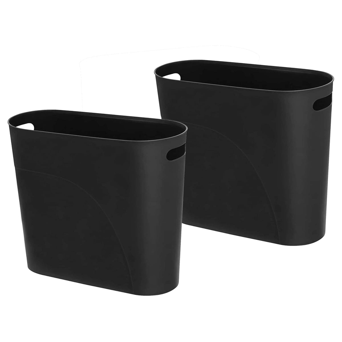 Small Trash Can Plastic Bathroom Wastebasket 3.2 Gallon Slim Garbage Container Bin with Handle for Home Kitchen Bathroom Bedroom Office (2 Count)