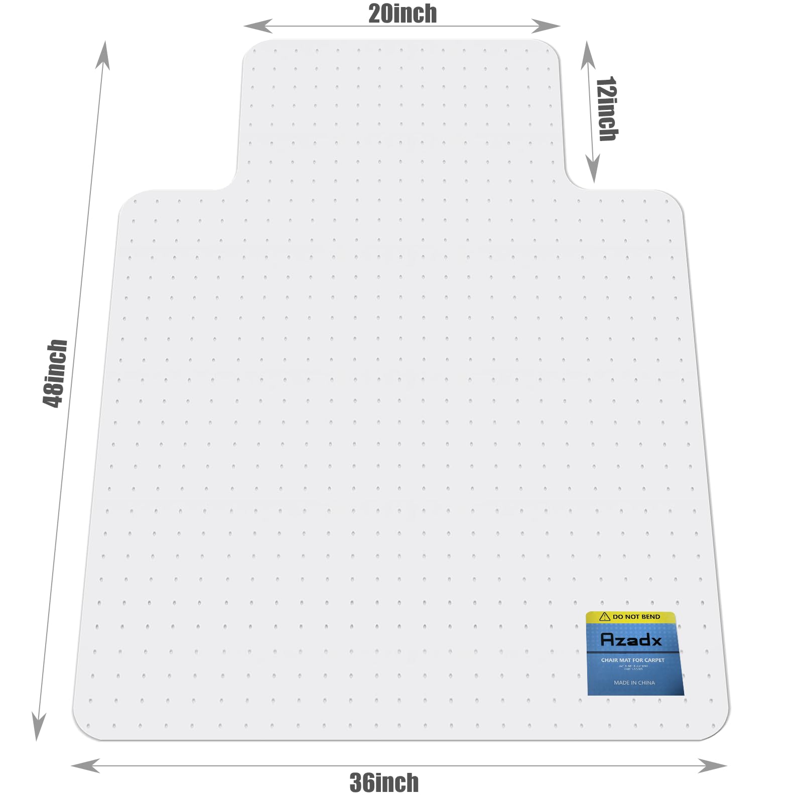 Heavy Duty Office Chair Mat for Carpet 36" x 48" with Lip Ship Flat