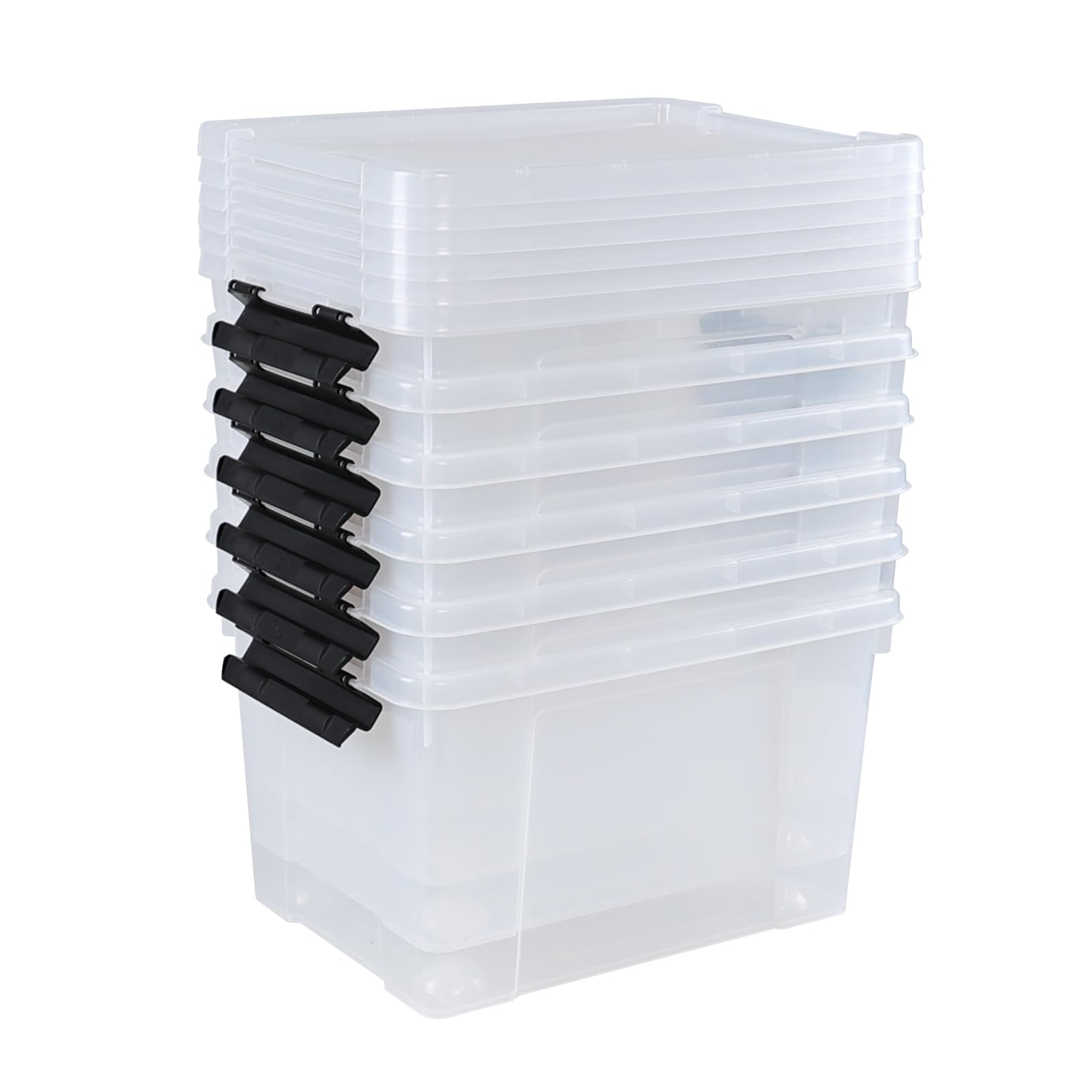 22 Qt Clear Plastic Storage Container Bin with Lid and Wheel (6 Count)