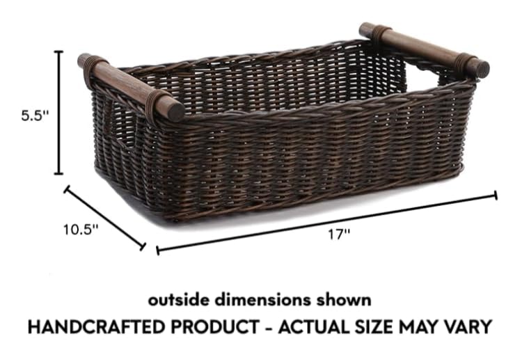 Low Pole Handle Wicker Storage Basket