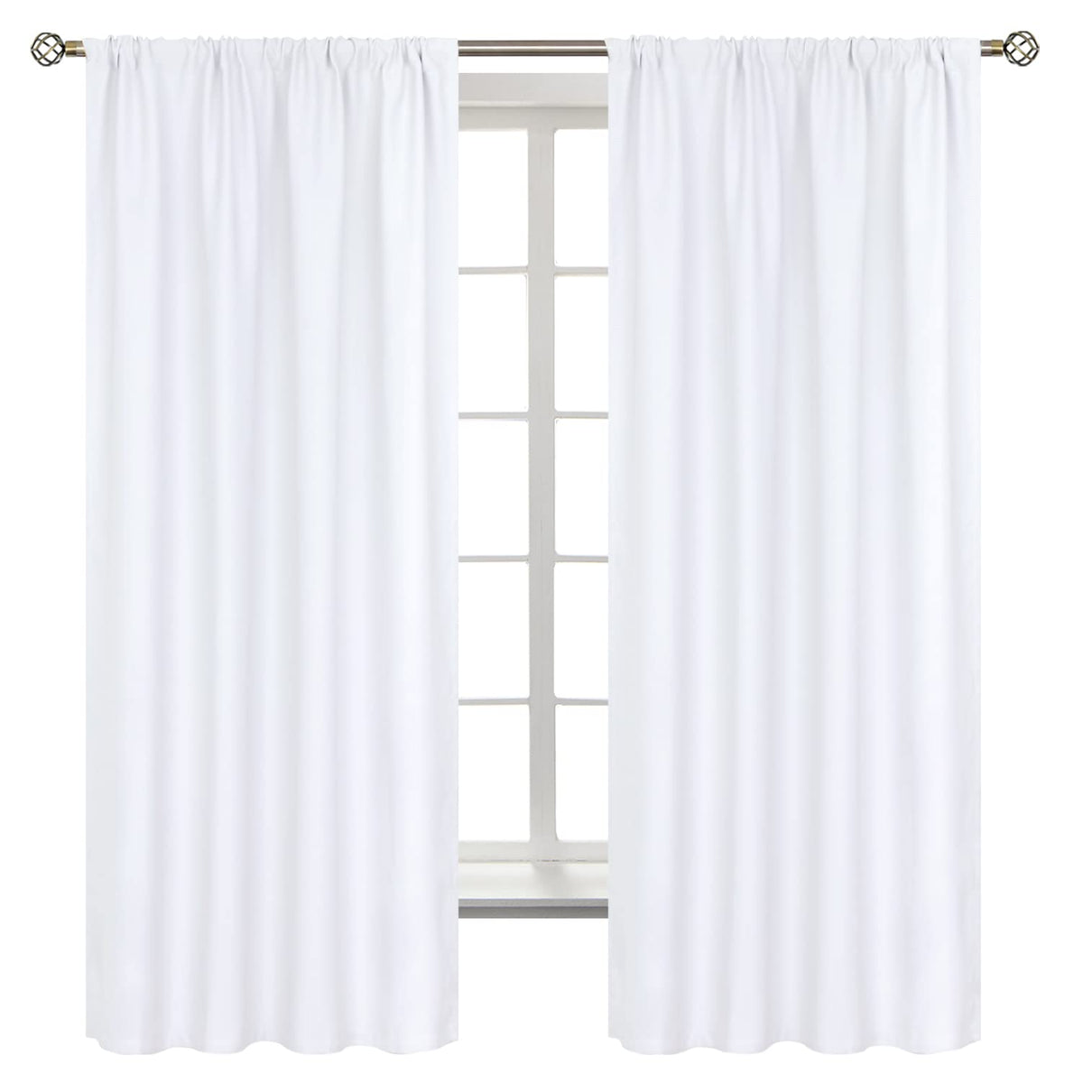Pure White Curtains 63 Inches Long for Living Room (2 Count)