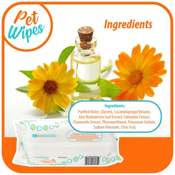 pet Wipes for Dogs and Cats Hypoallergenic Natural Products for Cleansing from Nose to Tail 100 Count 8x7in Wipes Perfect for Grooming and Cleaning Made in the USA Fragance