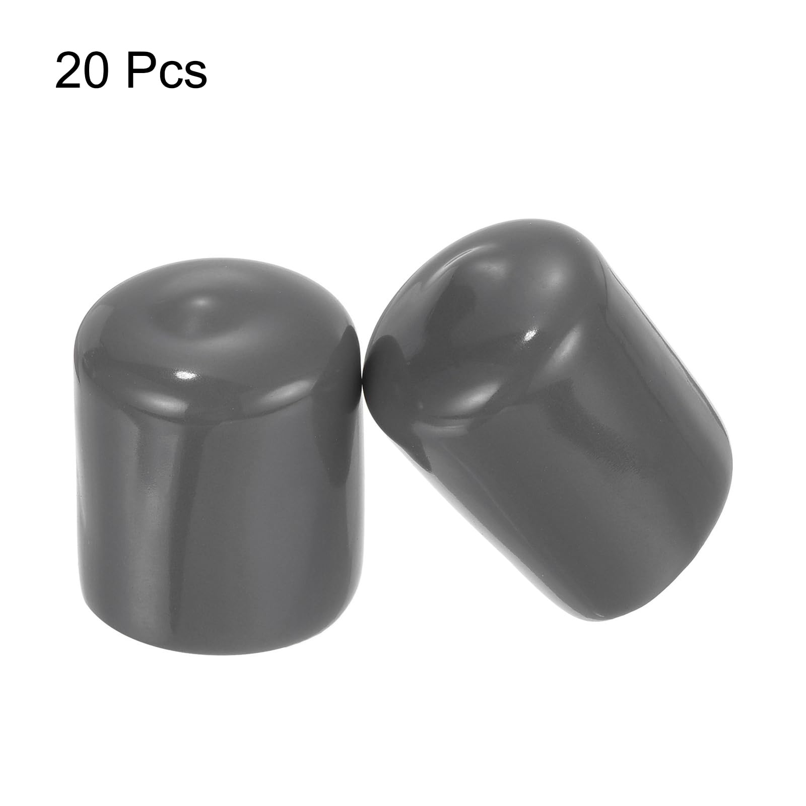 20pcs Rubber End Caps 22mm ID Vinyl PVC Round Tube Bolt Cap Cover Screw Thread Protectors Dark Grey