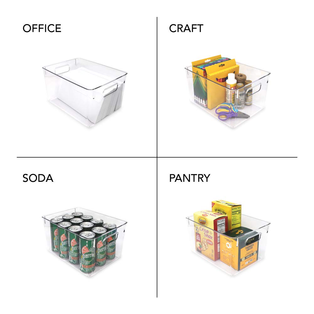 3 Pack Large Clear Storage Bins with Handles (3 Count)