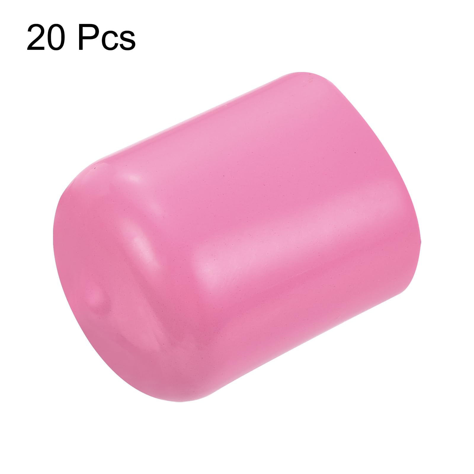 20pcs Rubber End Caps 21mm ID Vinyl PVC Round Tube Bolt Cap Cover Screw Thread Protectors Pink