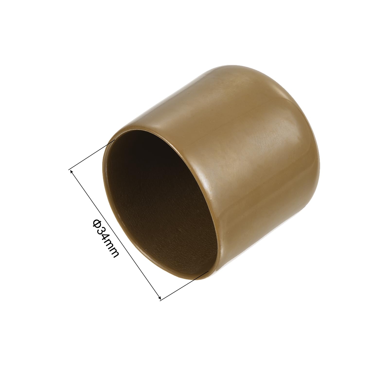 20pcs Rubber End Caps 34mm ID Vinyl PVC Round Tube Bolt Cap Cover Screw Thread Protectors Light Brown