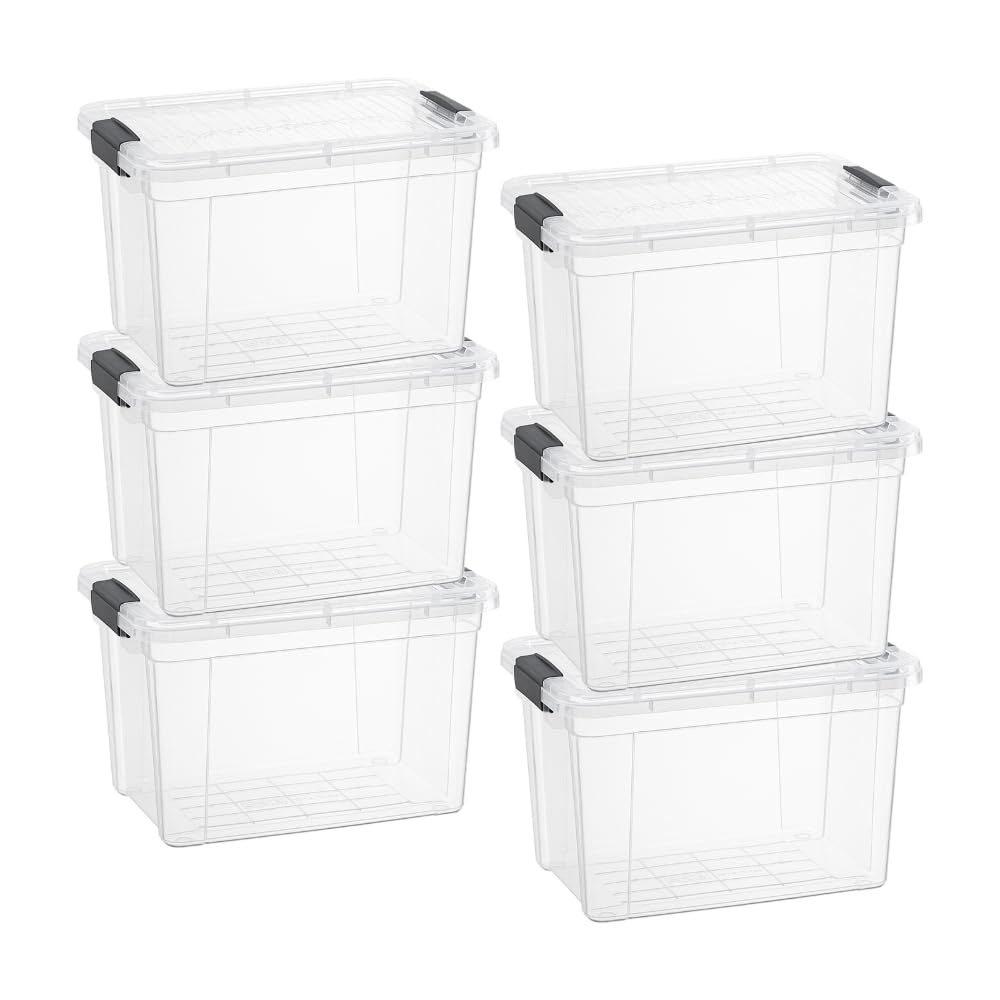 2.5 Quart Clear Plastic Storage Boxes with Lids (6 Count)