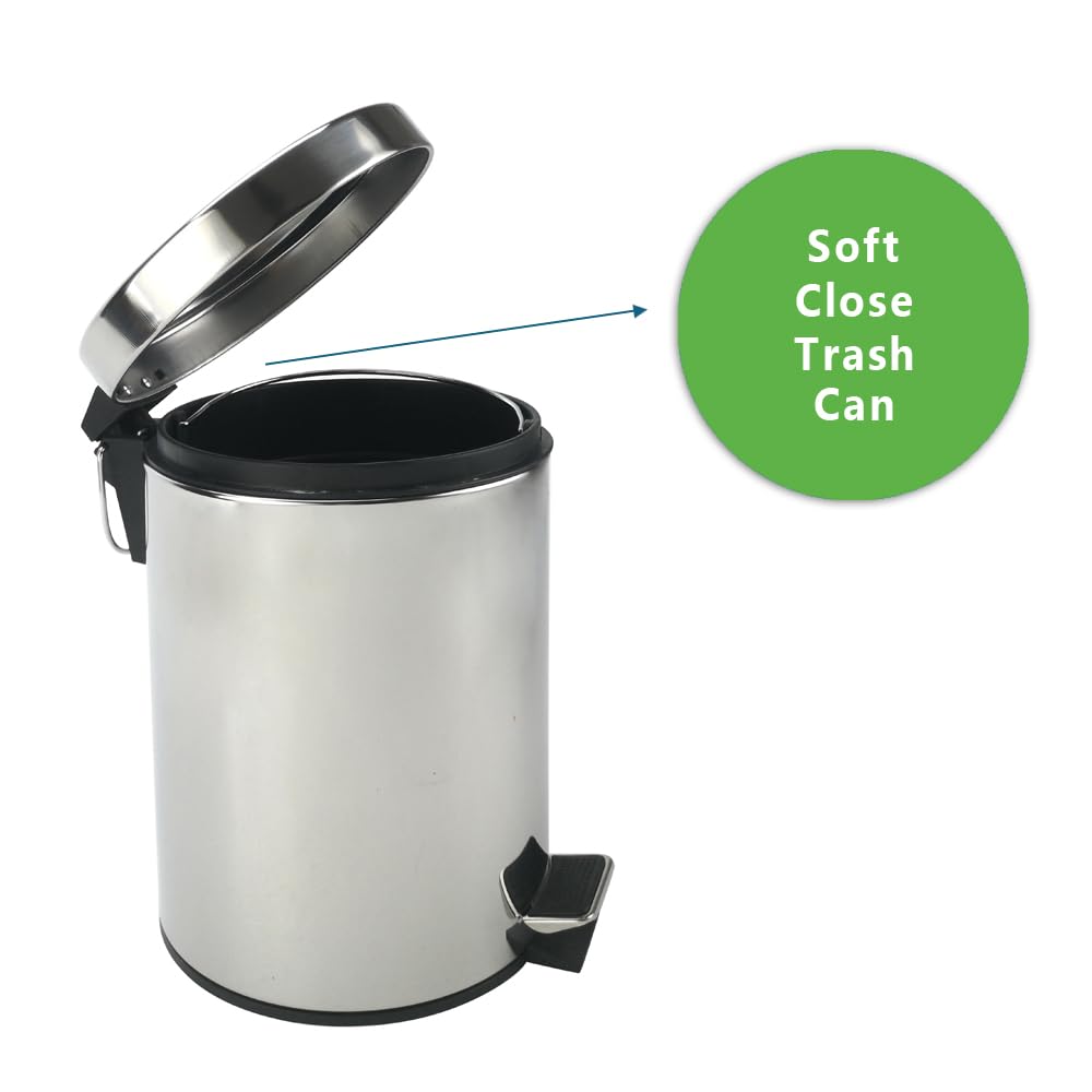 Stainless Steel Small Trash Can with Lid & Step Pedal