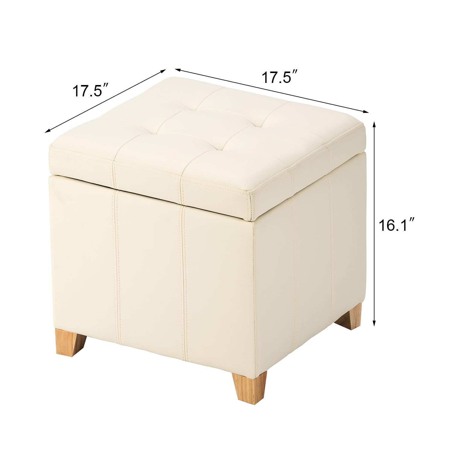 Square Storage Ottoman with Hinged Lid
