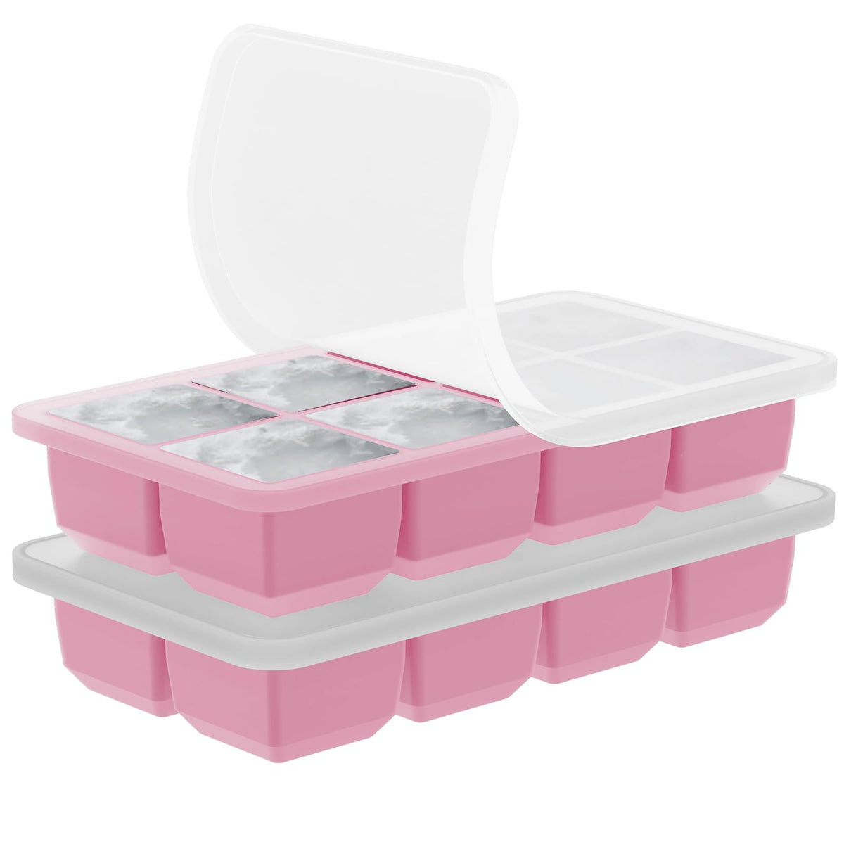 2 Pack Silicone 2 Inch Large Ice Cube Molds for Cocktails Wine Fruit and Bourbon Whiskey Easy Release Ice Cube Tray with Lid Ideal for Cold Drinks and Entertaining Gatherings (15.34 Ounce)