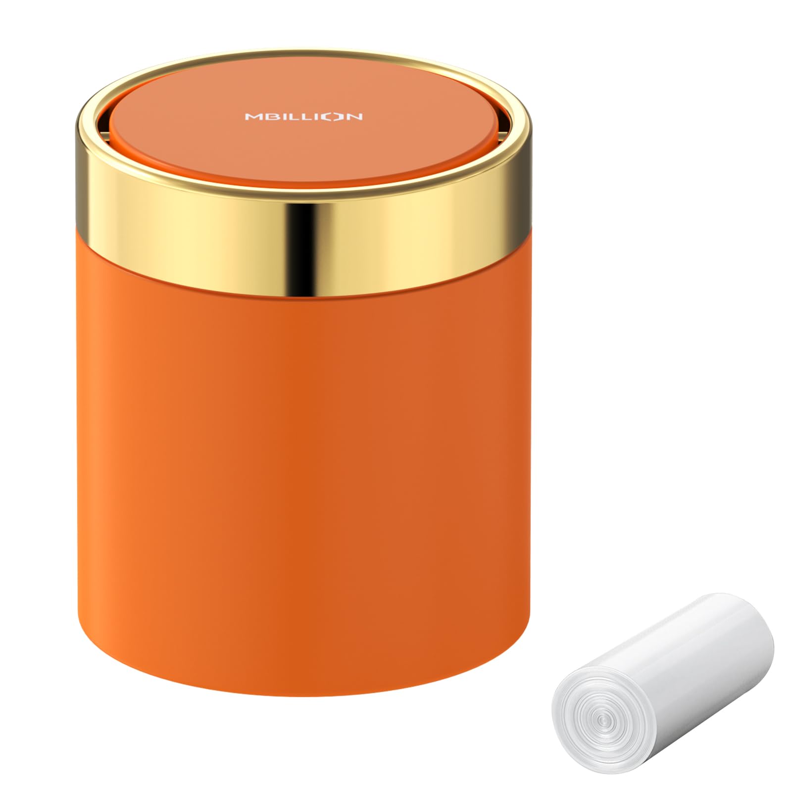 0.4 Gal Orange Desktop Mini Swing Lid Trash Can
