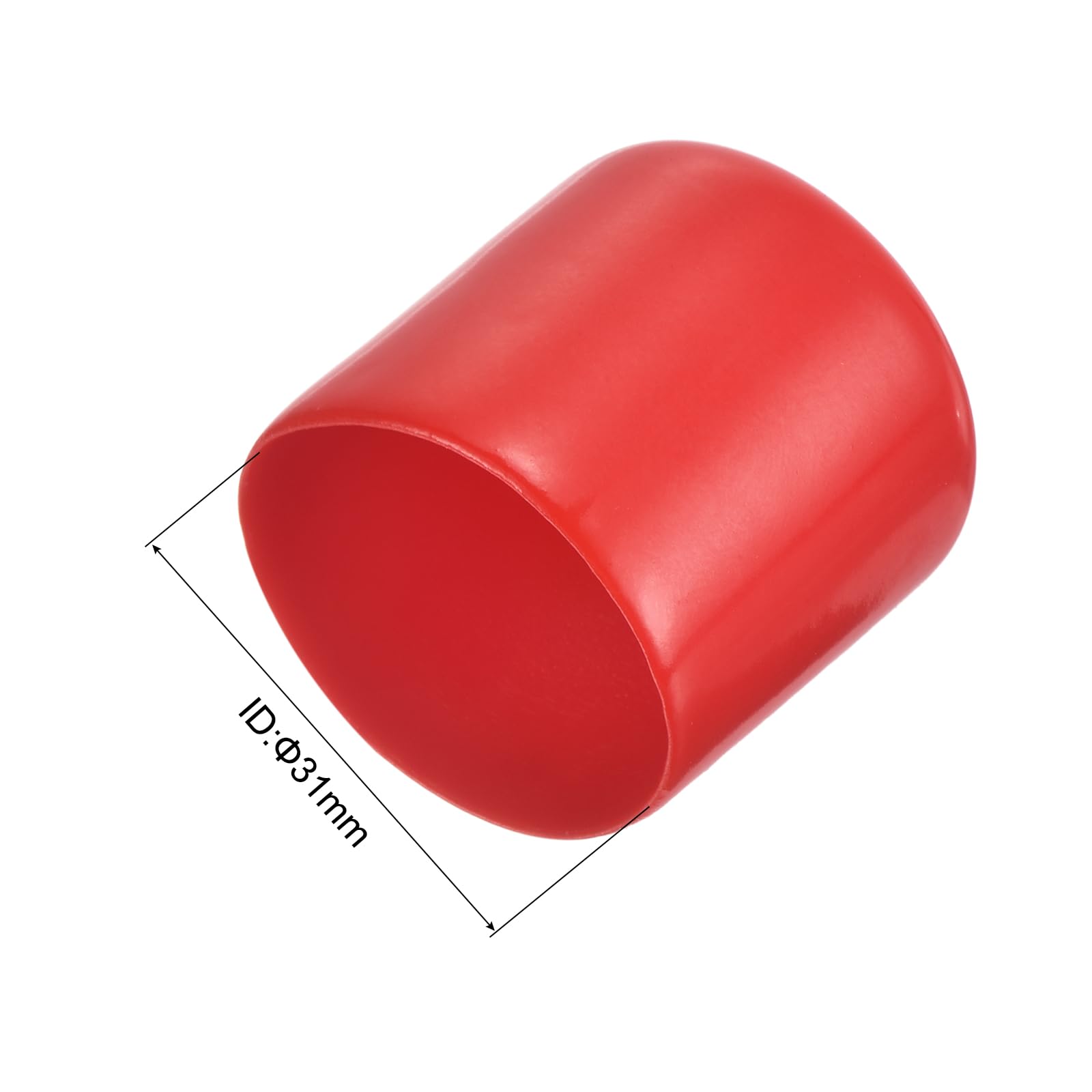 20pcs Rubber End Caps 31mm ID Vinyl Round Tube Bolt Cap Cover Thread Protectors Red