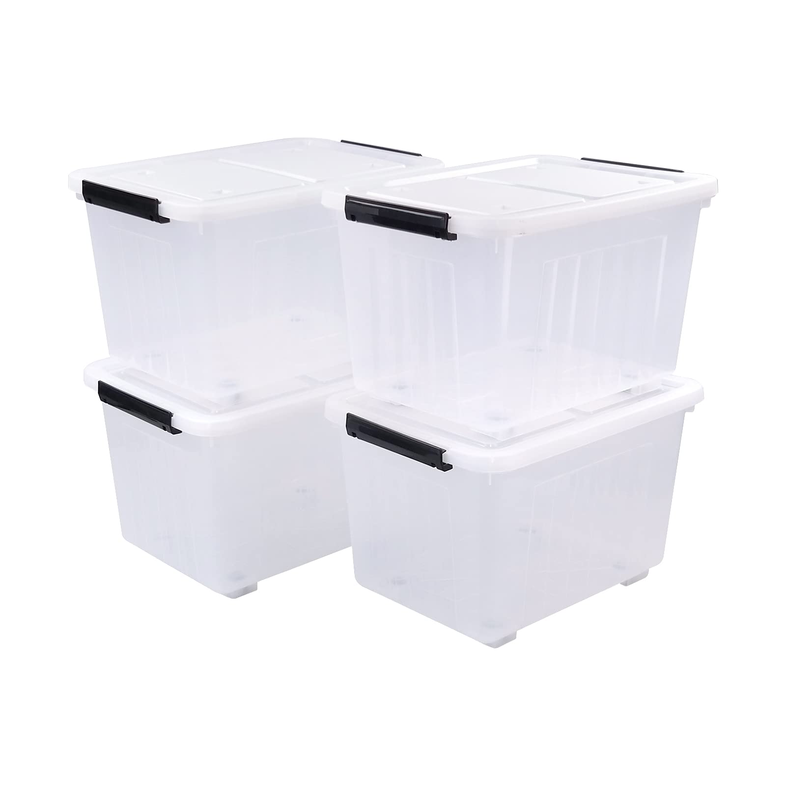 30 L Stackable Clear Storage Bins With Lids and Wheels (4 Count)