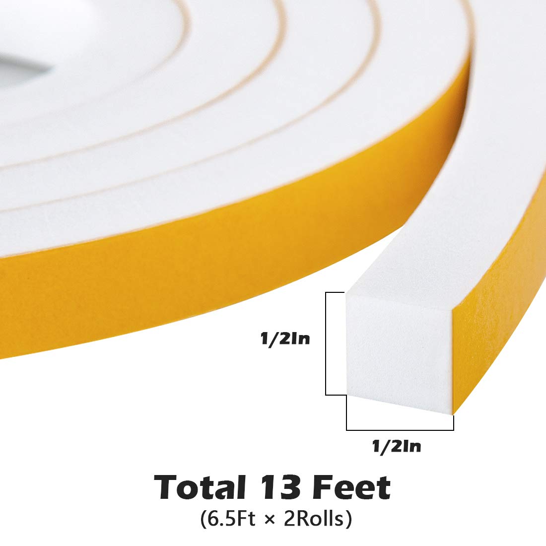 Foam Strips with Adhesive High Density Weather Stripping Neoprene Foam Tape for Doors Windows Insulation (13 Foot)