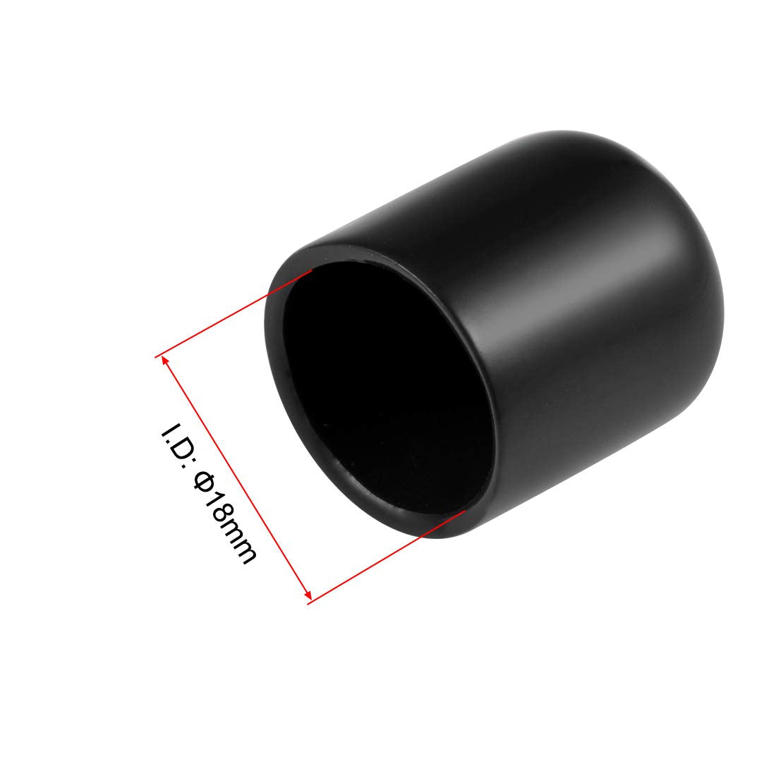 20pcs Rubber End Caps 18mm ID Vinyl Round Tube Bolt Cap Cover Thread Protectors Black (20 Count)