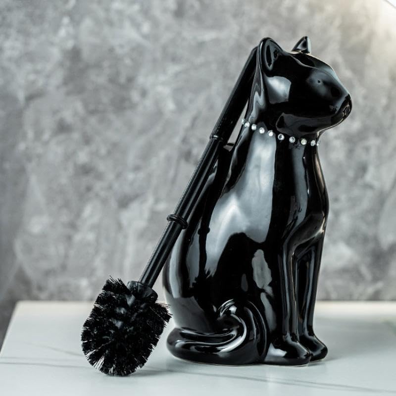 Ceramic Cat Toilet Brush and Holder Set (2 Count)