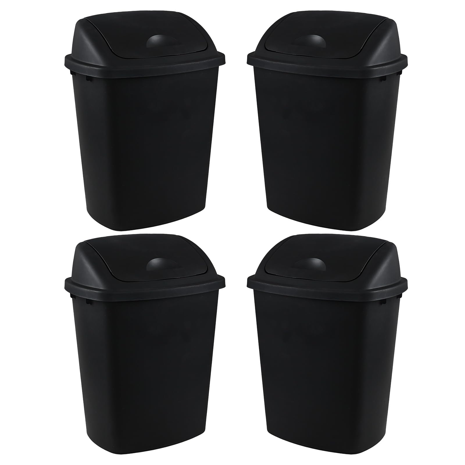 10 Gallon 4 Pack Plastic Swing Top Trash Cans (4 Count)