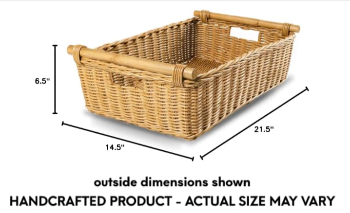Low Pole Handle Wicker Storage Basket