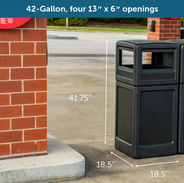 73290199 PolyTec 42 Gallon Square Waste Container with Dome Lid Color