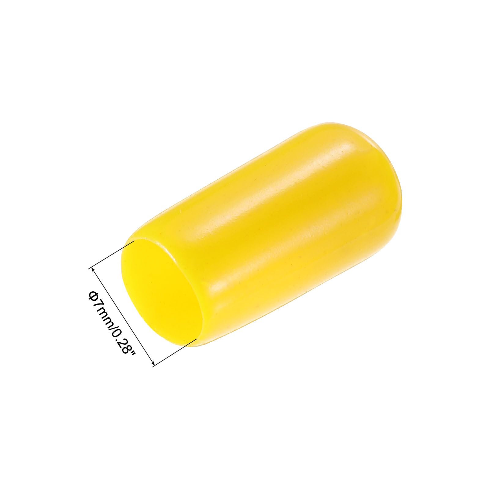 20pcs Rubber End Caps 7mm ID Vinyl PVC Round Tube Bolt Cap Cover Screw Thread Protectors Yellow