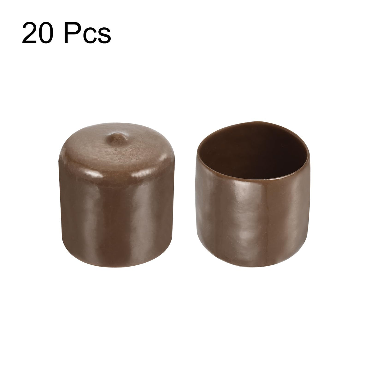 20pcs Rubber End Caps 34mm ID Vinyl PVC Round Tube Bolt Cap Cover Screw Thread Protectors Brown