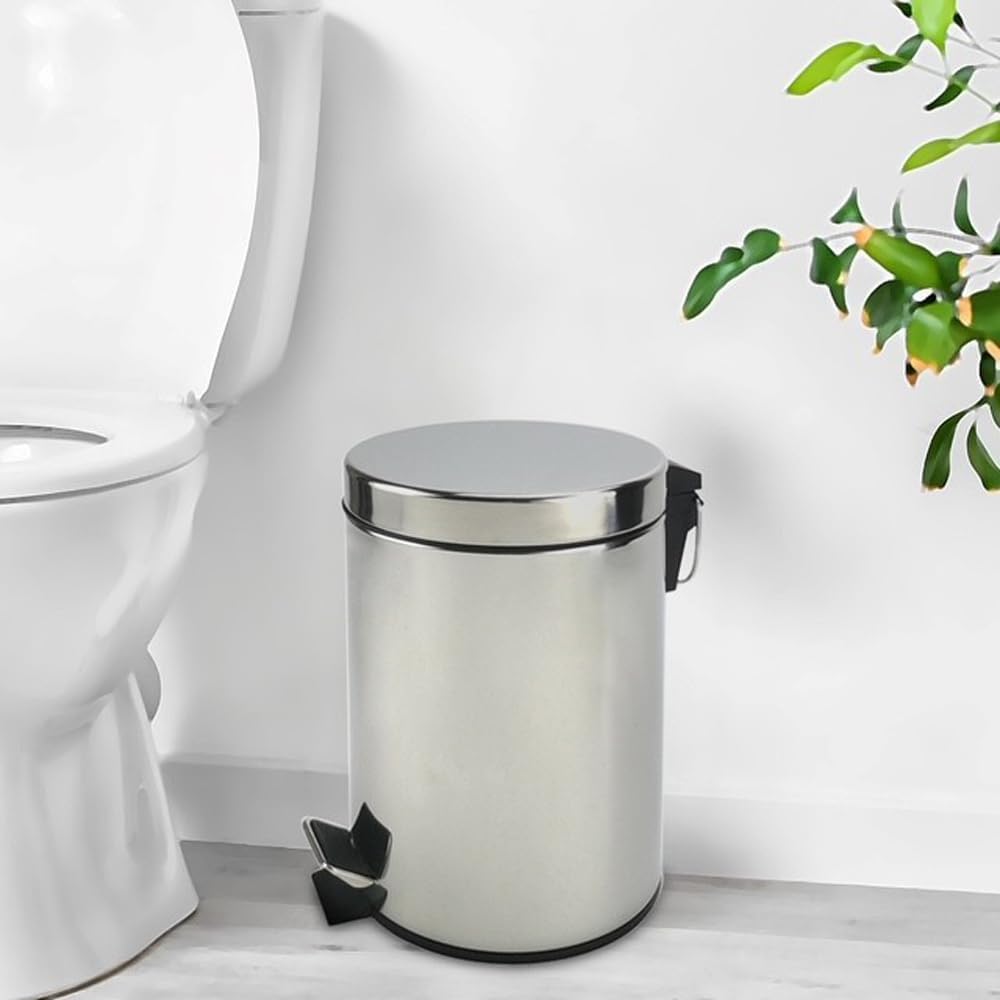 Stainless Steel Small Trash Can with Lid & Step Pedal