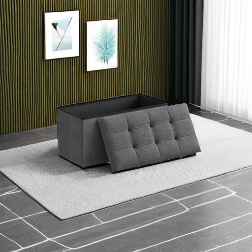 30 Inches Folding Storage Ottoman Bench