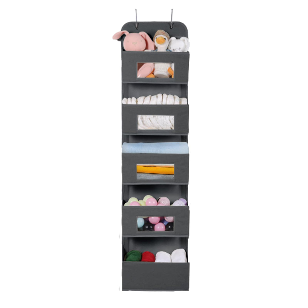 5 Shelf Over The Door Hanging Organizer with 2 Metal Hooks