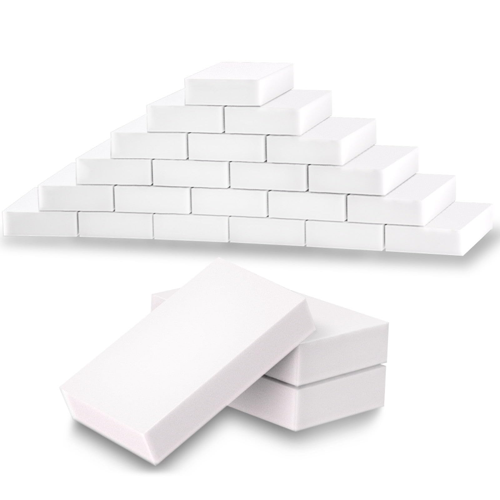 50 Pack) Eraser Sponge SmilePowo Maigc Cleaning Sponge Eraser Melamine Sponges in Bulk Boat Eraser Multi Surface Scrubber Foam Cleaning Pads - Bathtub, Floor, Baseboard, Bathroom, Wall Cleaner (50 Count)
