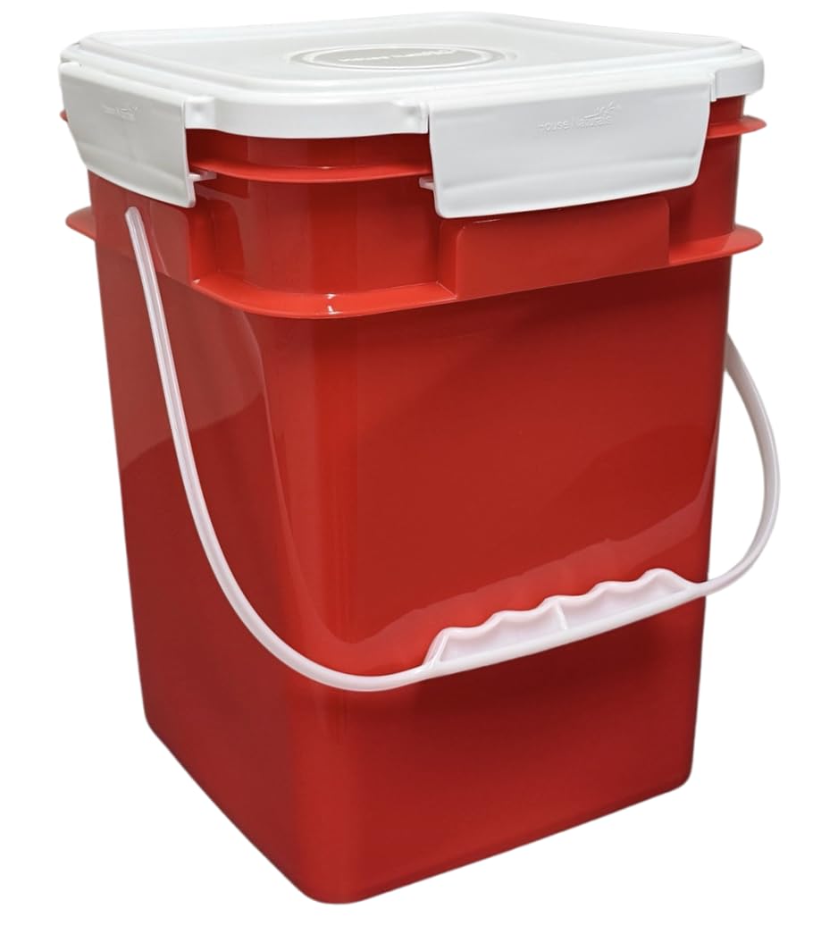 4 Gallon Square Food Grade Bucket Pail with Plastic Handles and Lid