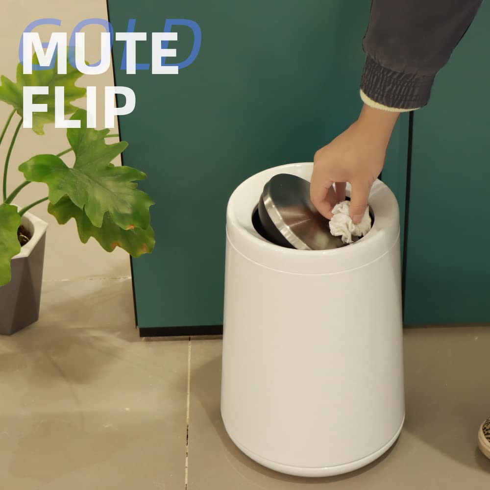 Household Swing White Bathroom Trash Can