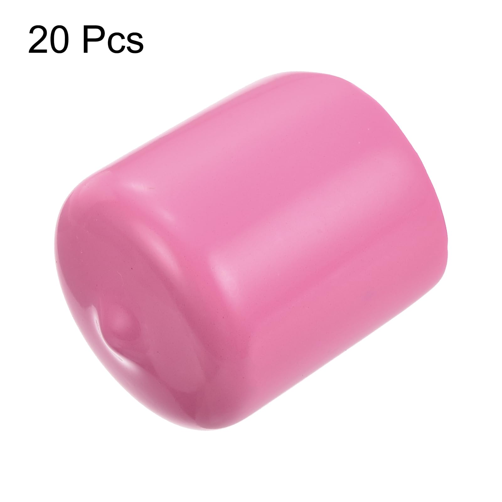 20pcs Rubber End Caps 24mm ID Vinyl PVC Round Tube Bolt Cap Cover Screw Thread Protectors Pink