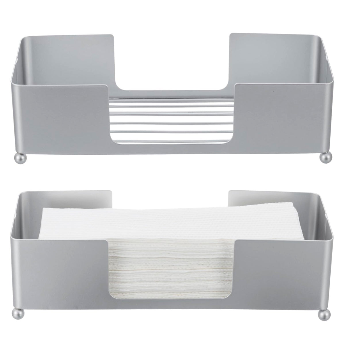 Modern Silver Tone Metal Countertop Folded Paper Towel Holders (2 Count)