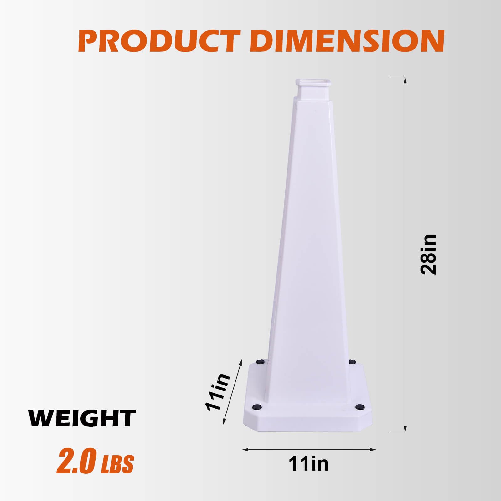 6 Pack 28 Inch Solid White Traffic Cone