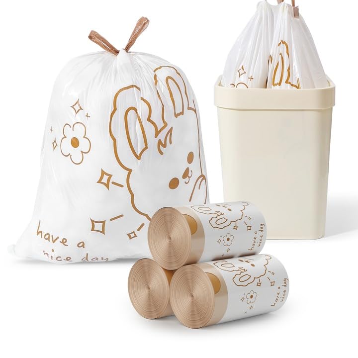 4 Gallon Trash Bags with Cute Rabbit Printed & Drawstring (180 Count)
