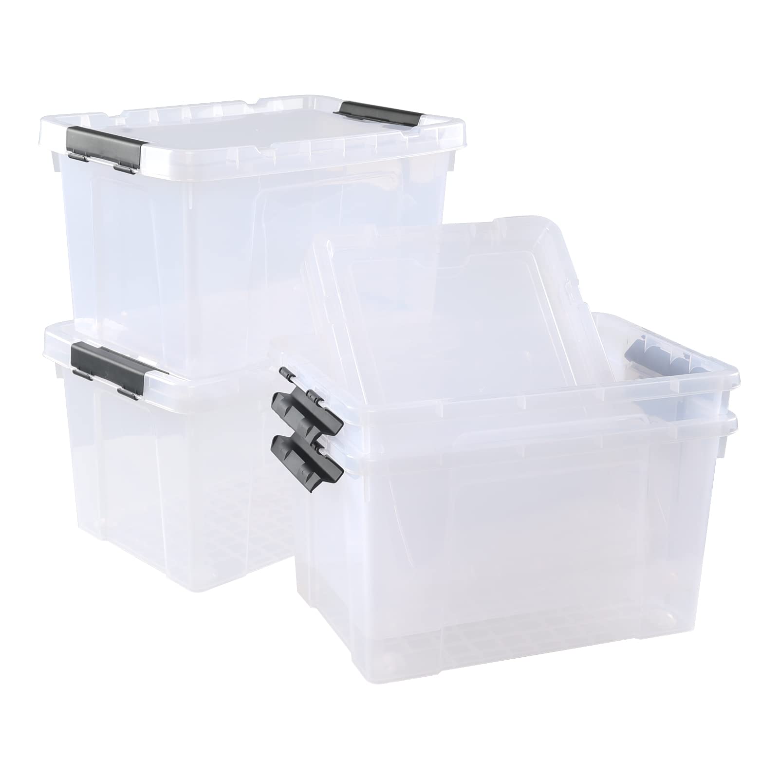 4 Pack 22 L Clear Plastic Storage Box with Wheels (4 Count)