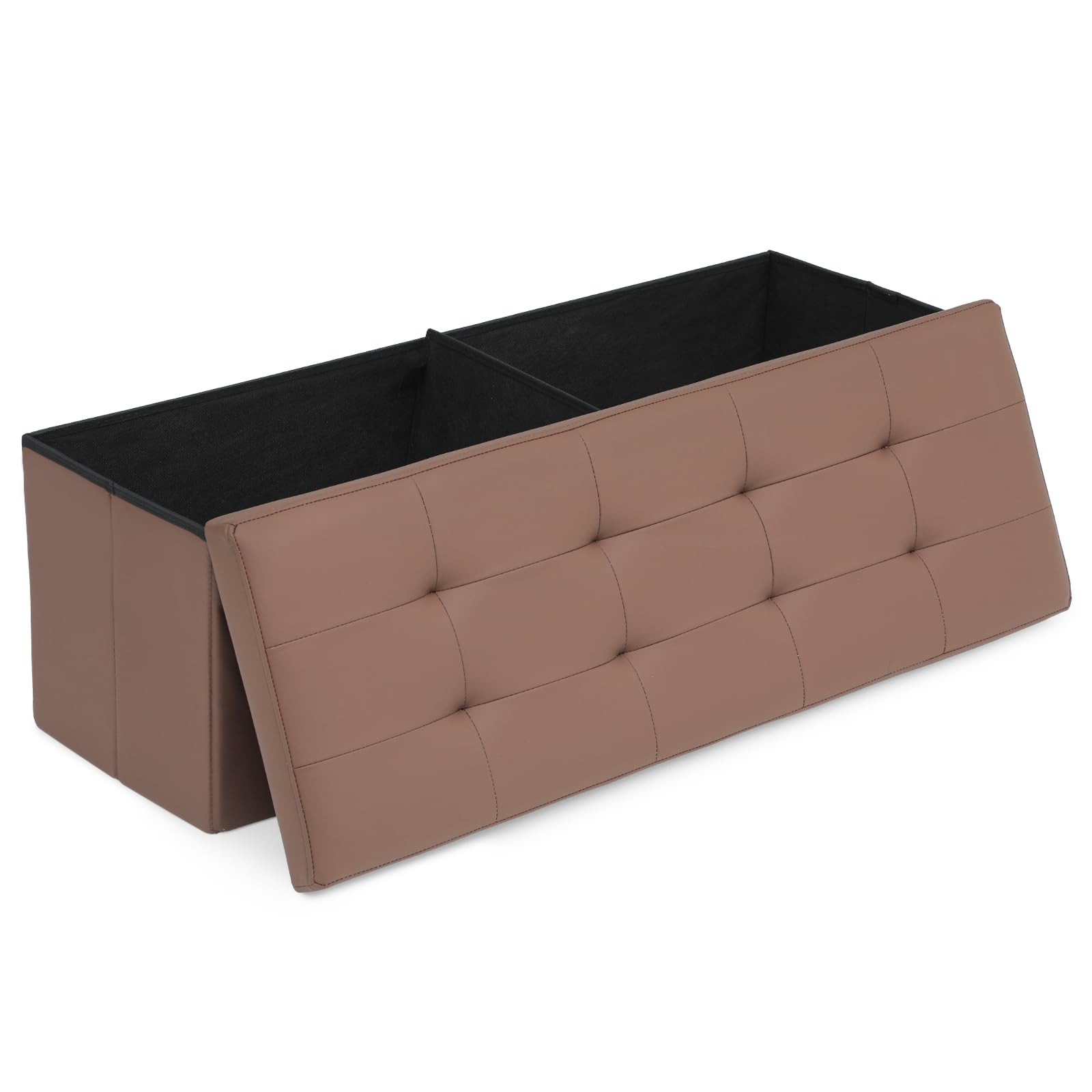 43" Storage Ottoman Bench Folding Bench with 130L Hidden Storage