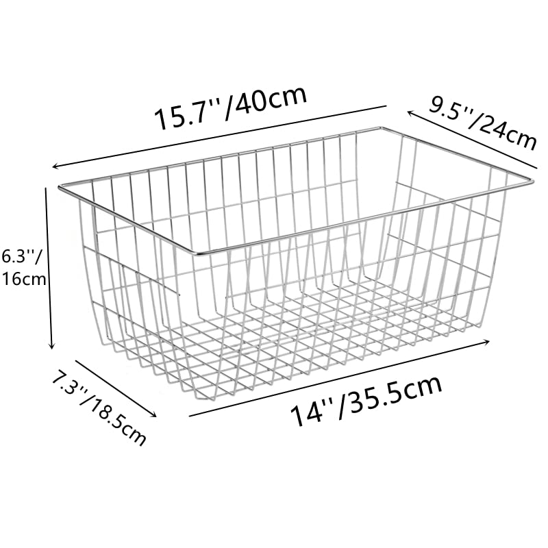 Farmhouse Wire Organizer Storage Bin Basket with Handles (6 Count)
