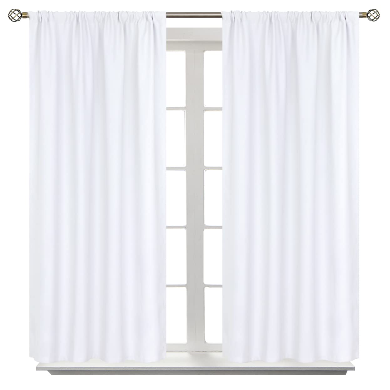 Pure White Curtains 54 Inches Length for Short Living Room Window