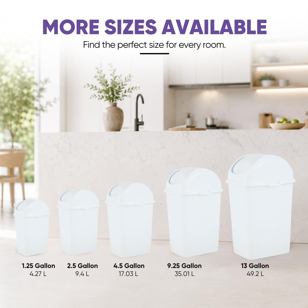 Small 2.5 Gallon Plastic Trash Can with Swing Top Lid