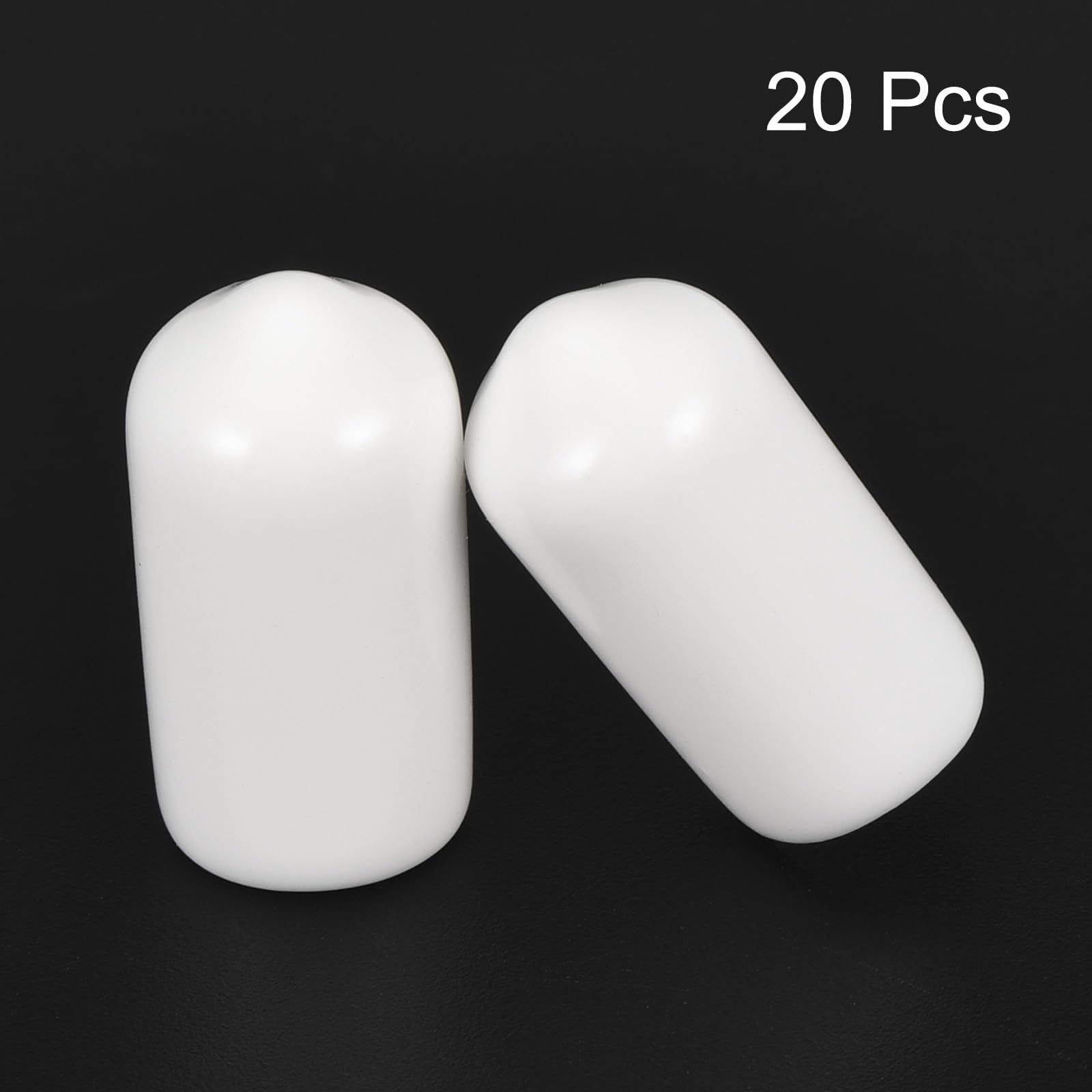 20pcs Rubber End Caps 7.5mm ID Vinyl Round End Cap Cover Screw Thread Protectors White