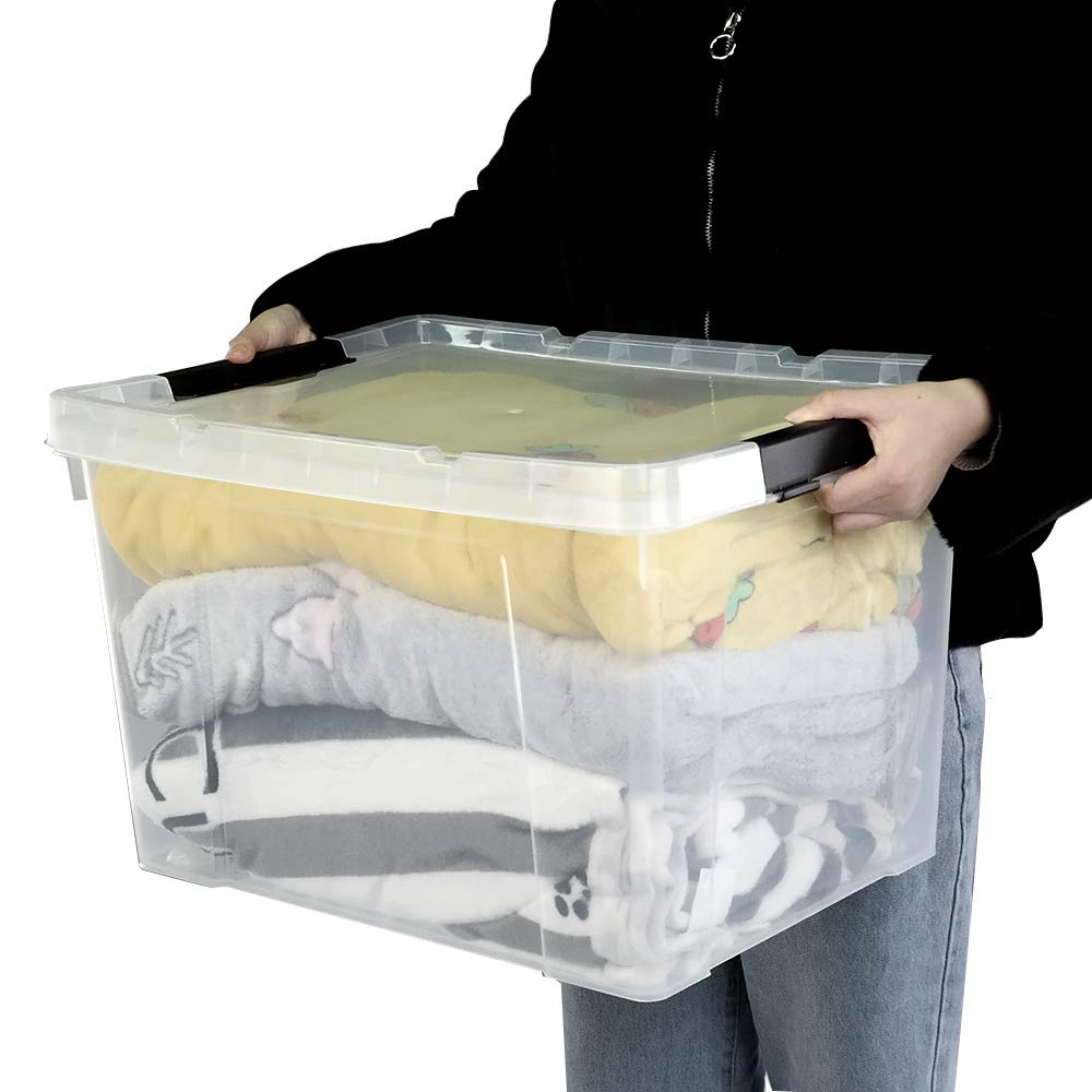 4 Pack 50 Quart Plastic Container Bin with Lids (4 Count)