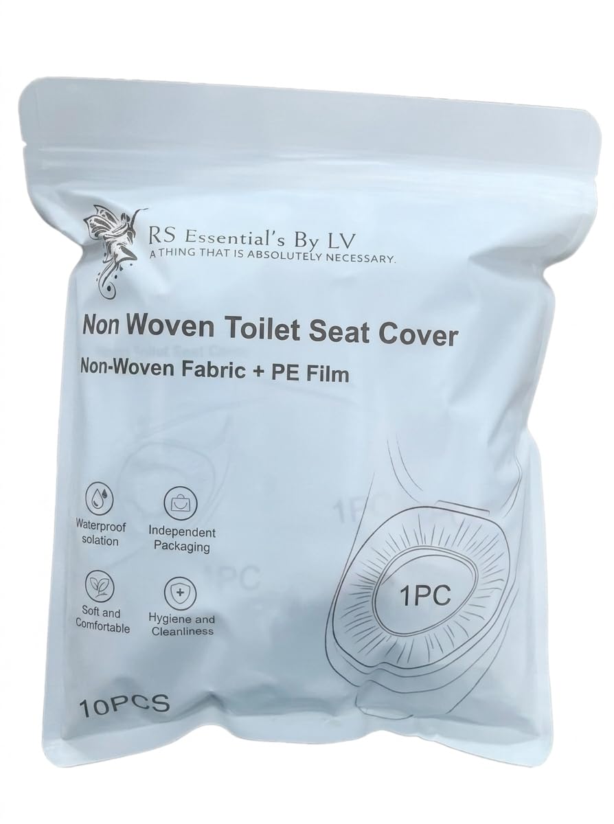 Double-Layer, Elastic Non-Woven Fabric, Disposable Toilet Seat Covers, 10 Individual Pack, Travel, Hotels, Hospital, Home, Public Restroom, Universal Fit, 95% Toilets (10 Count)