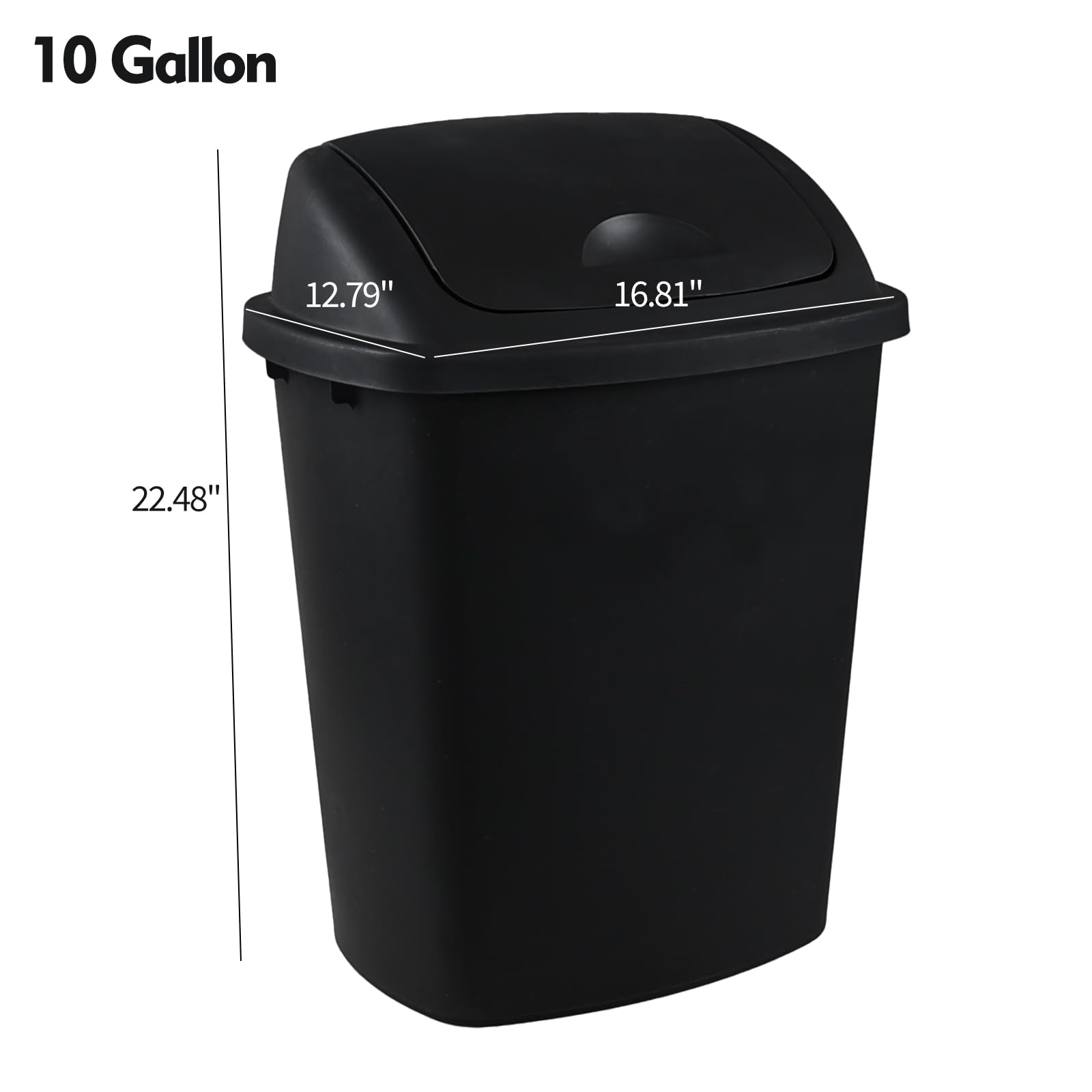 10 Gallon 4 Pack Plastic Swing Top Trash Cans (4 Count)